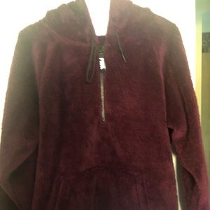 *SOLD* PINK burgundy/wine color fleece hoodie.